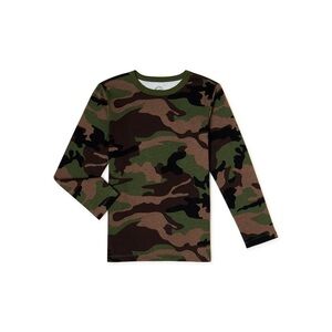 Wonder Nation Boys Kid Camo Print Fade Resistant Tough Long Sleeve T-Shirt
